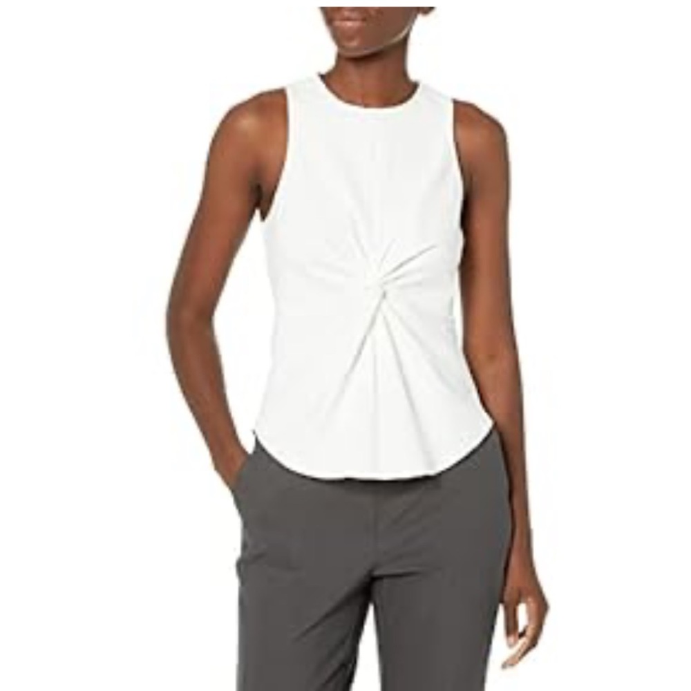 cinq a sept White Twisted Front Sleeveless Tank Top